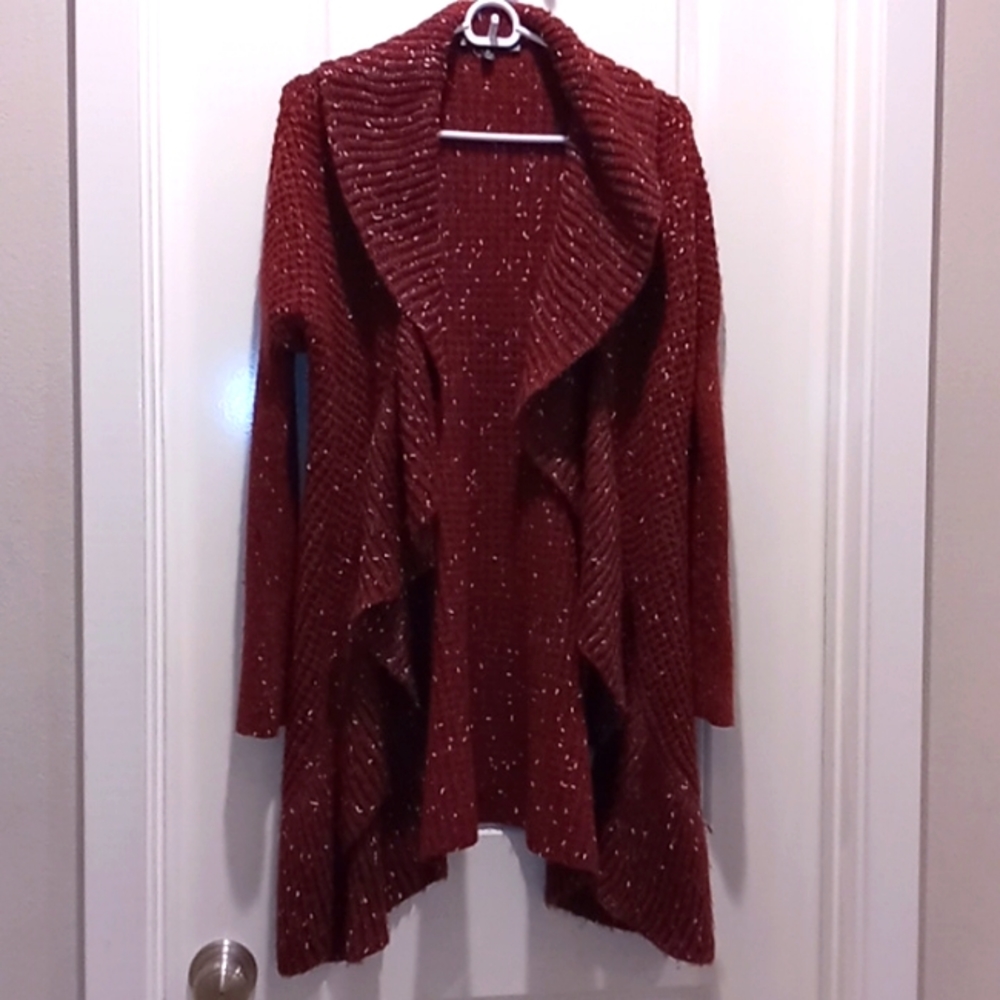 Red Sioni Cardigan Long Sleeve Sweater